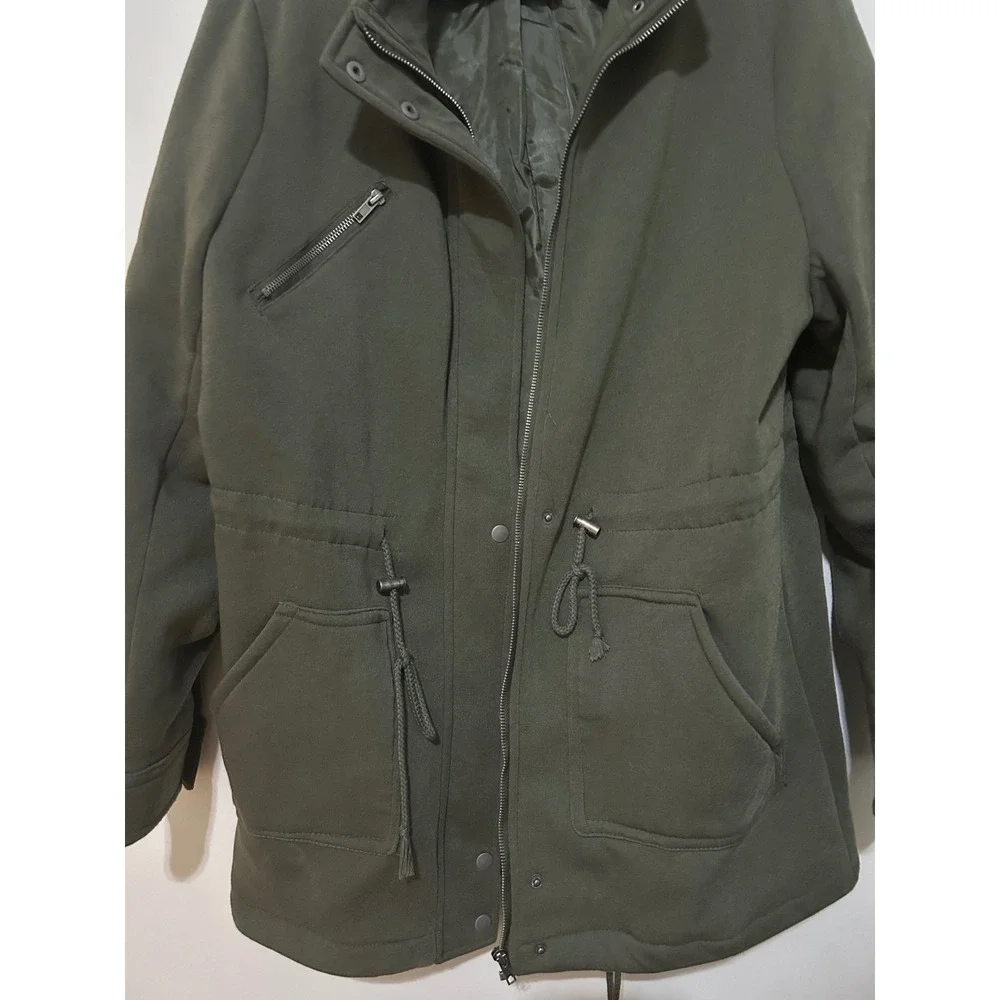 Ambiance Olive Green‎ Anorak Military Style Jacket Womens 1XL Drawstring